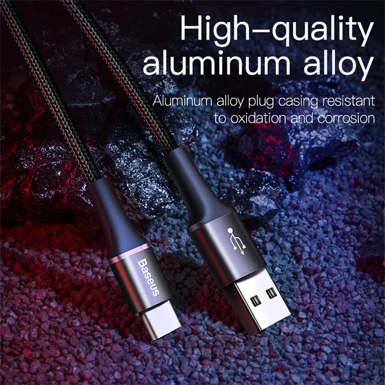 Поддержка кабеля baseus tech Led Usb Type-c с дышащей Цветной