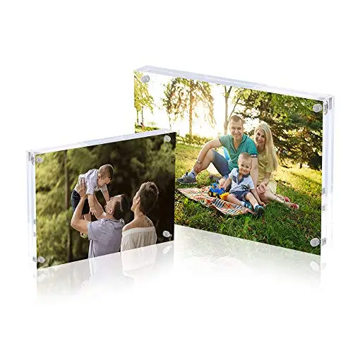 4x6' Clear Double Sided Acrylic Frames Block Desktop Frameless Magnetic Photo Frame (62341860495)