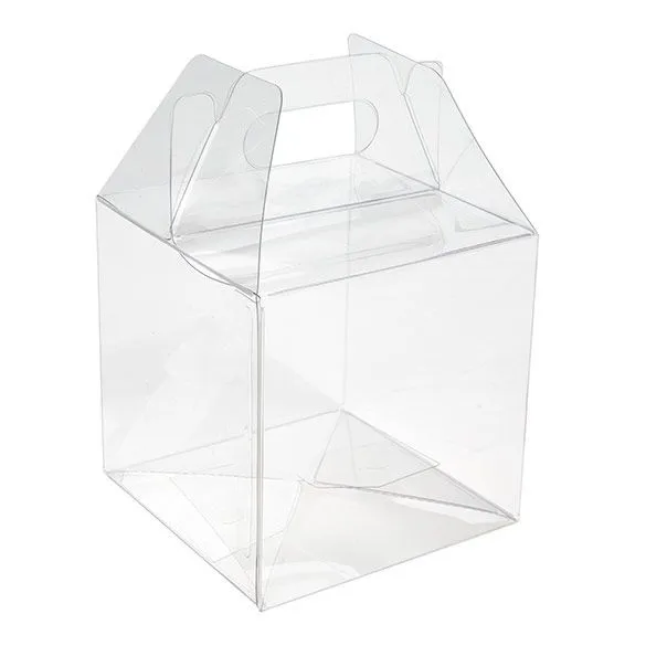 Plastic handle box  PVC/ PET Transparent  gift  clear box for mini cake  with printing cake boxes