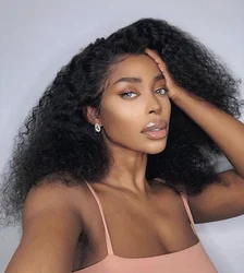 Qingdao Human Hair Wigs Supplier Wholesale Long Afro Kinky Curly Human Hair Wigs,Natural Black Afro Kinky Curly Human Hair