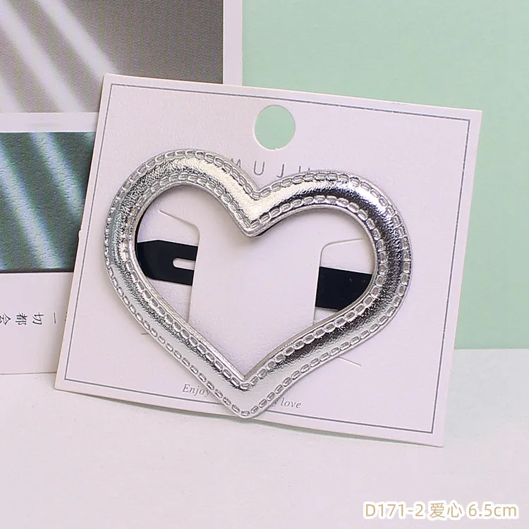 Y2k Sweet Cool Silver PU Leather Heart Star Hair Clips 2Pcs/set Korean Side Clips Bangs Clips