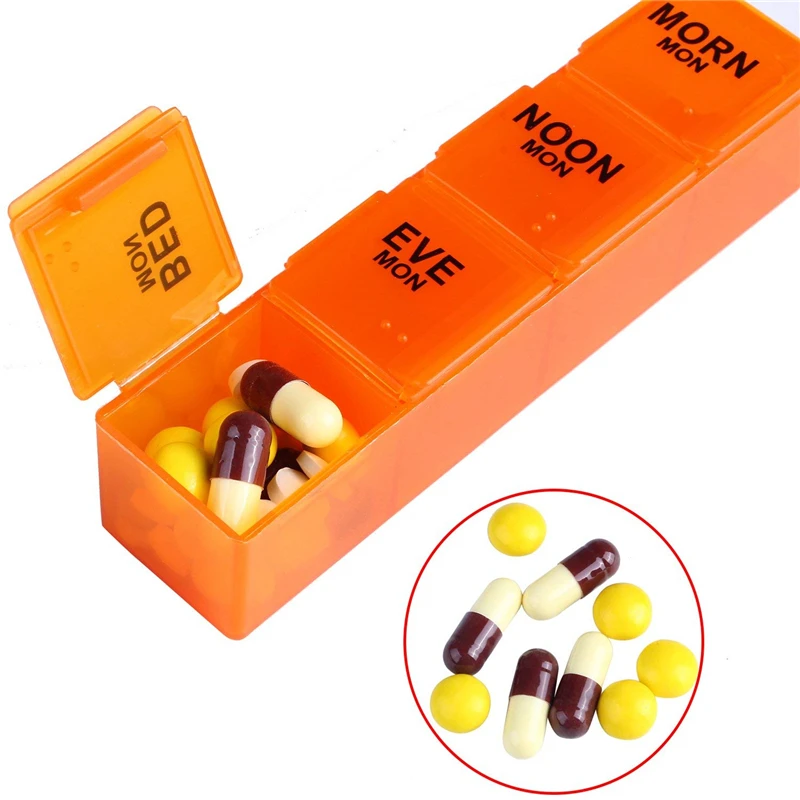 Hot Sale Rainbow Weekly Pill medicine case 28 Case plastic pill box Daily Pill Box