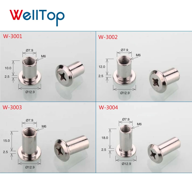 Furniture Fitting Splint Nut Male-female Snap Rivets Butt Set Screws With Nut Vt-11.083