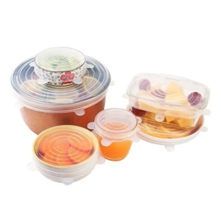 OEM/ODM Lids Bottle Caps Closures 6 Pack Silicone Stretch With Private Label 1 Color Logo