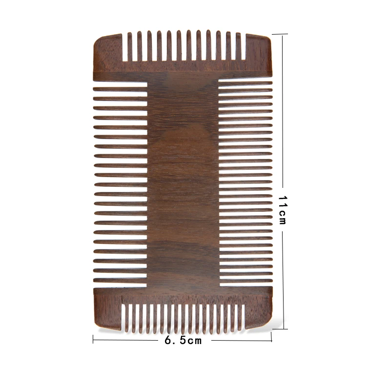 Custom logo 4 side amoora wooden beard comb for men