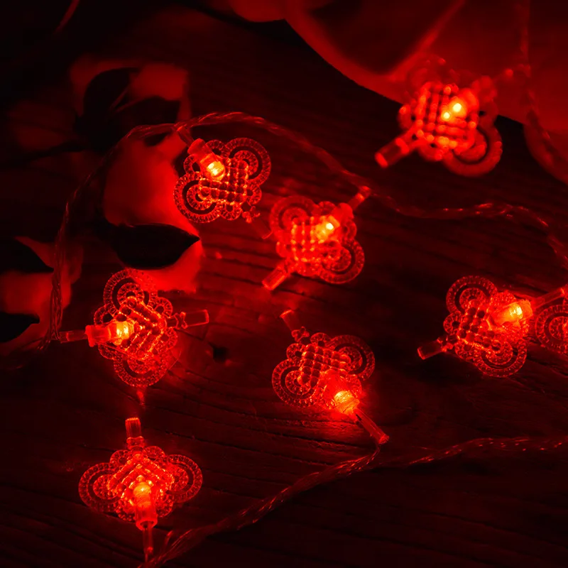 2023 New Led Chinese Knot Light String Happy New Year Lantern Room Festive Decorative Lights