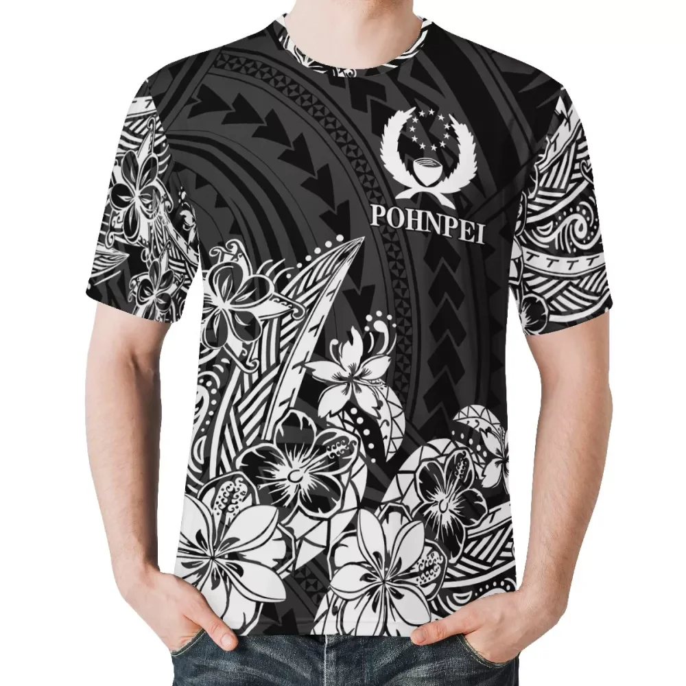 Green and white tribal stripe men tshirt Polynesian design custom pohnpei shirt print Large size men tops loose Quick dry shirt