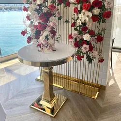 Modern luxury furniture gold stainless steel type round marble cake table