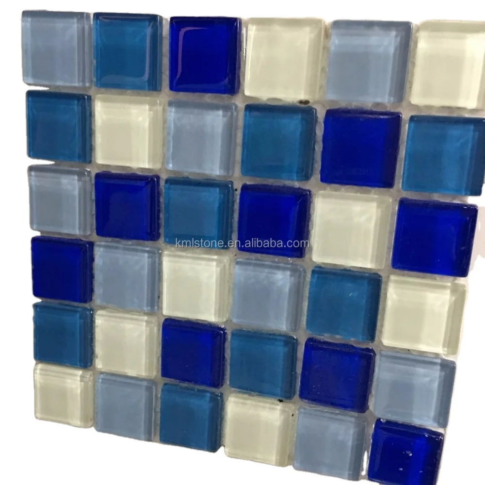 swimming pool tile blue glass mosaic with low price