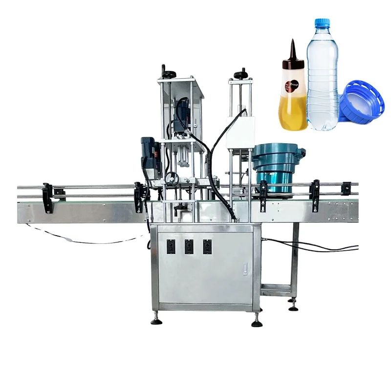 YK Full Automatic Rubber Water Plastic Bottle PVC Cap Capping Machine with Rotary Caps Feeder