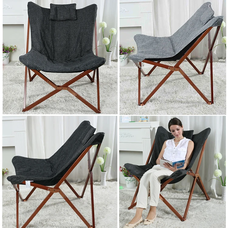HStex Leather Luxury Outdoor Portable Foldable Home Folding Camping Stool Leisure Butterfly Chair