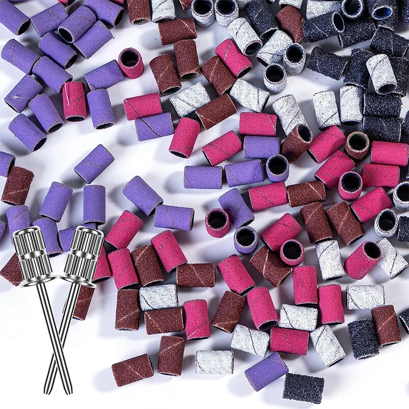 Professional Purple White Pink Nail Sanding Bands Custom Logo 180girt Fine Polish Sanding Bands for Nail Drill Bits Factory Sale