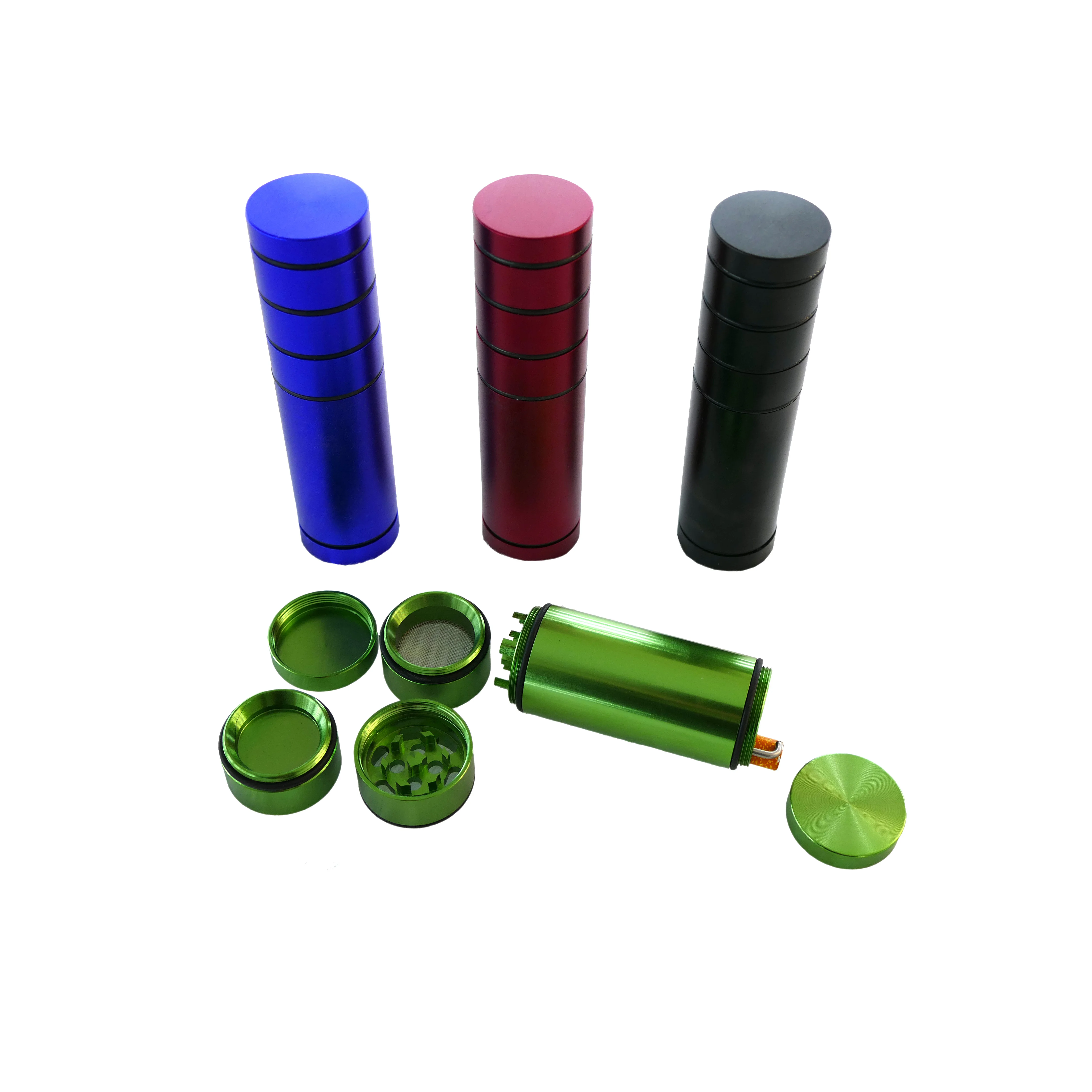 Custom Logo Factory Direct Sale Multi-functional Aluminum Tobacco Herb Grinder Storage Container One Hitter Dugout