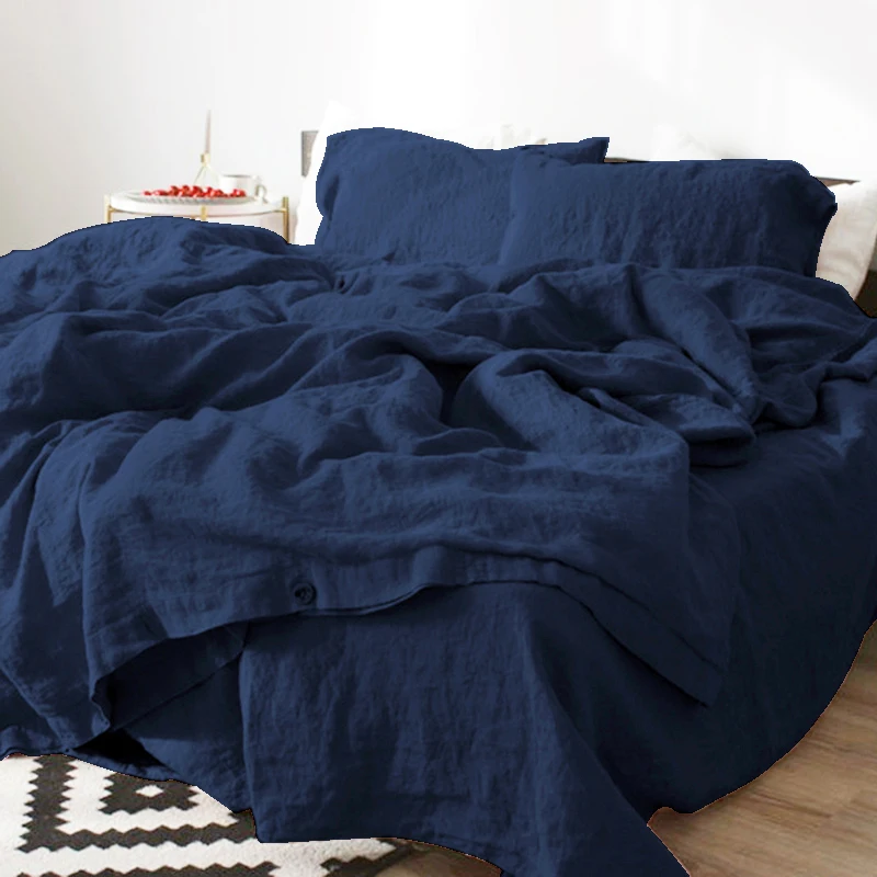 100% Natural Stone Washed Pure Linen Flax Fiber Comforter quilt Bedding Set