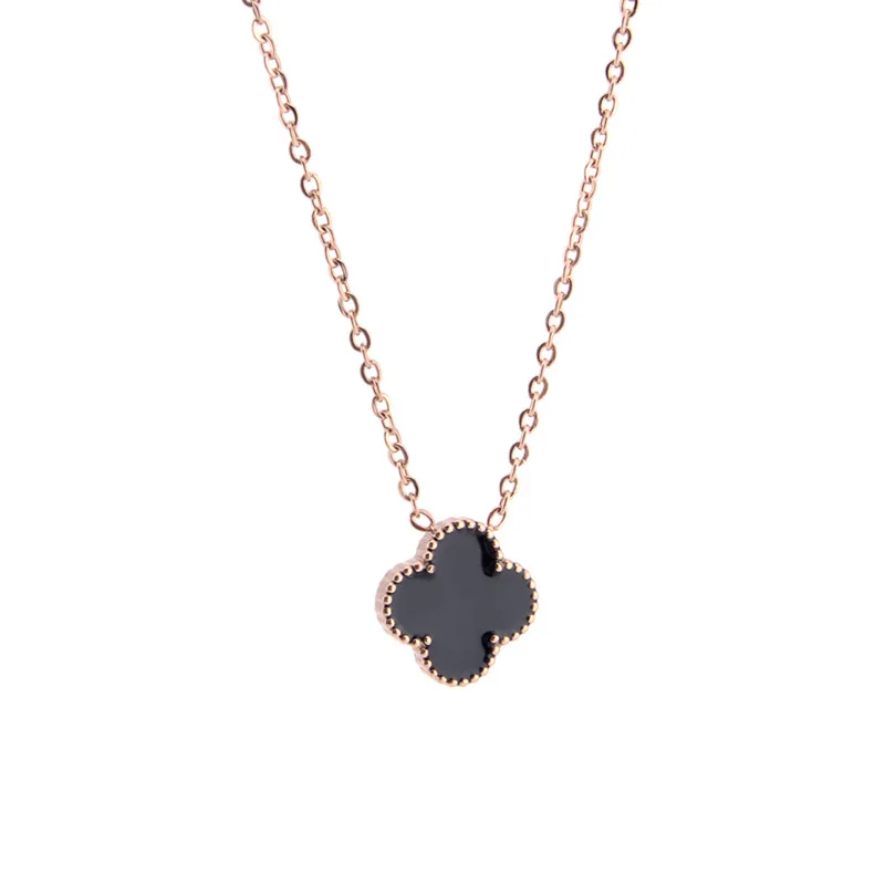 2020 Fashion four leaf grass female Necklace titanium steel rose gold necklace Customized by clavicle chain pendant manufacturer