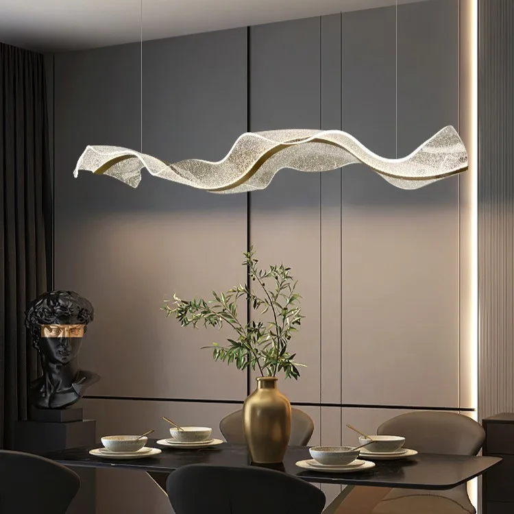 Hotel Cashier Restaurant Pendant Light Gold Stainless Steel Clear Acrylic Kitchen Dining Room Lights Chandeliers