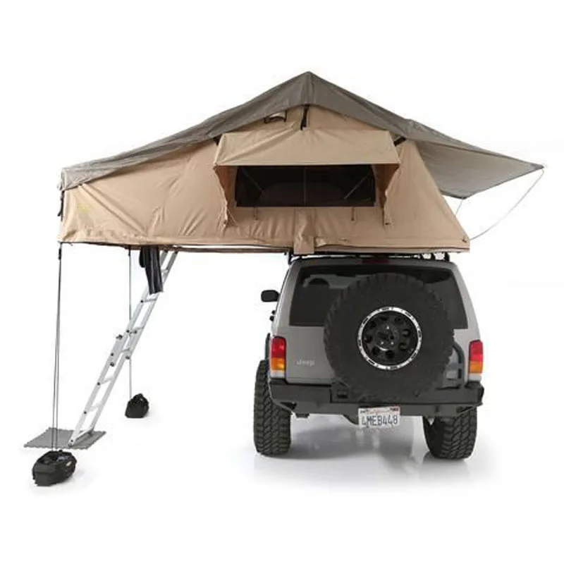 300G canvas fabric soft shell car roof top tent with annex and awning