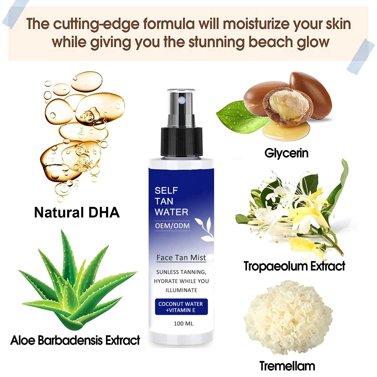 organic natural tanning water spray body tanning self-tanning facial spray