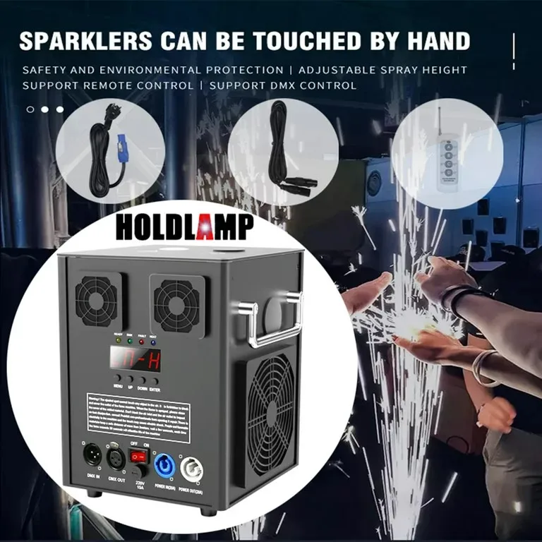 Hot Cold Spark Machine DMX Firework Machine 3-16ft Adjustable Stage Special Effect Machine for Wedding Party DJ Disco,Black