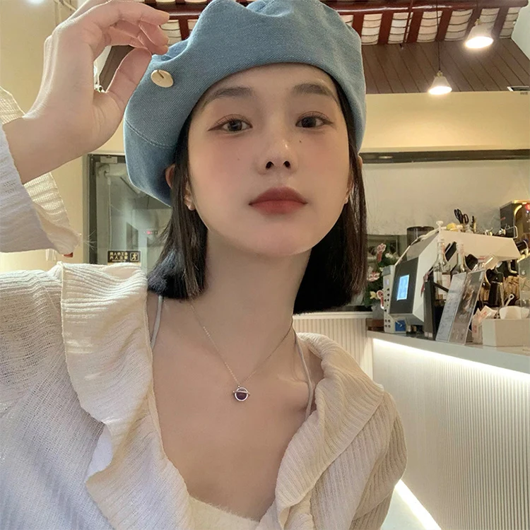 Summer Versatile Denim Beret Women Beret Hat Painter Hat