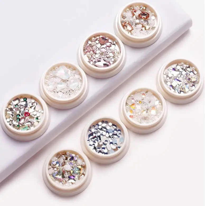 Popular promotional metal gem flower nail decoration nail drill nail accessories