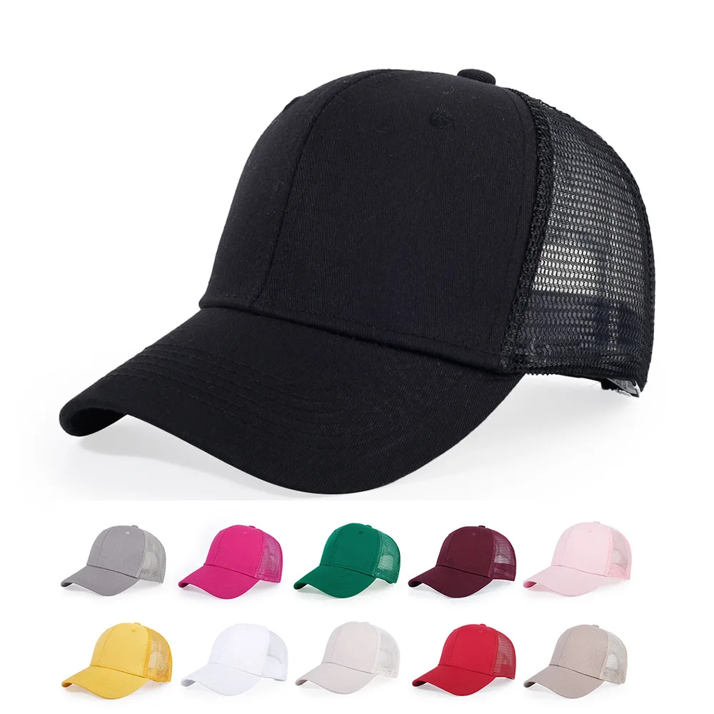 Wholesale Plain 6 Panel Trucker Cap Embroidery Snapback Mesh Sports Baseball Cap 6 Panel Hat Plain Blank Trucker Hats For Man