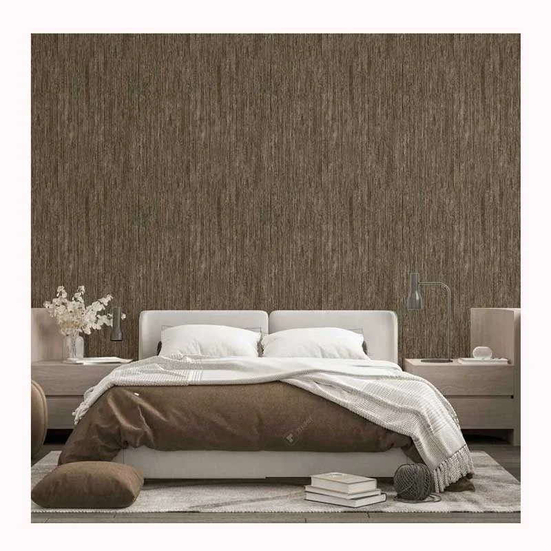 2023 New Plain Dark Brown Wall Paper Vinyl Textured Solid Color Wallpaper