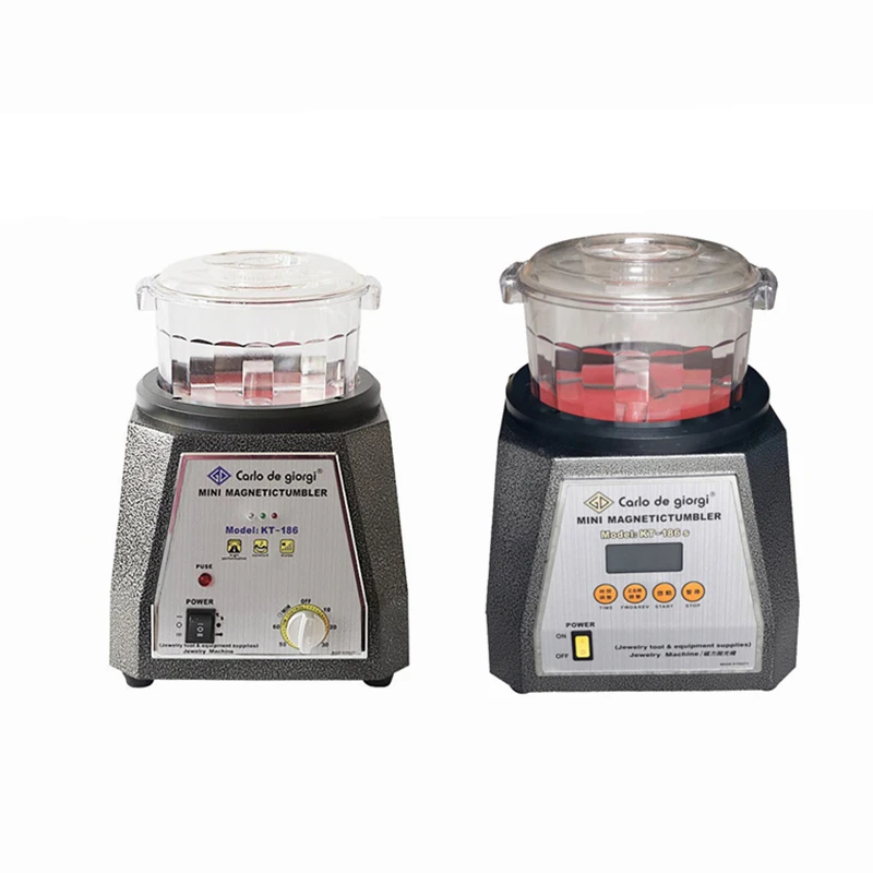 KT-186 Magnetic Tumbler Polishing Machine 180x100mm Polishing Chamber Size Mini Magnetic Jewelry Polisher Tumbler Jewelry Tools
