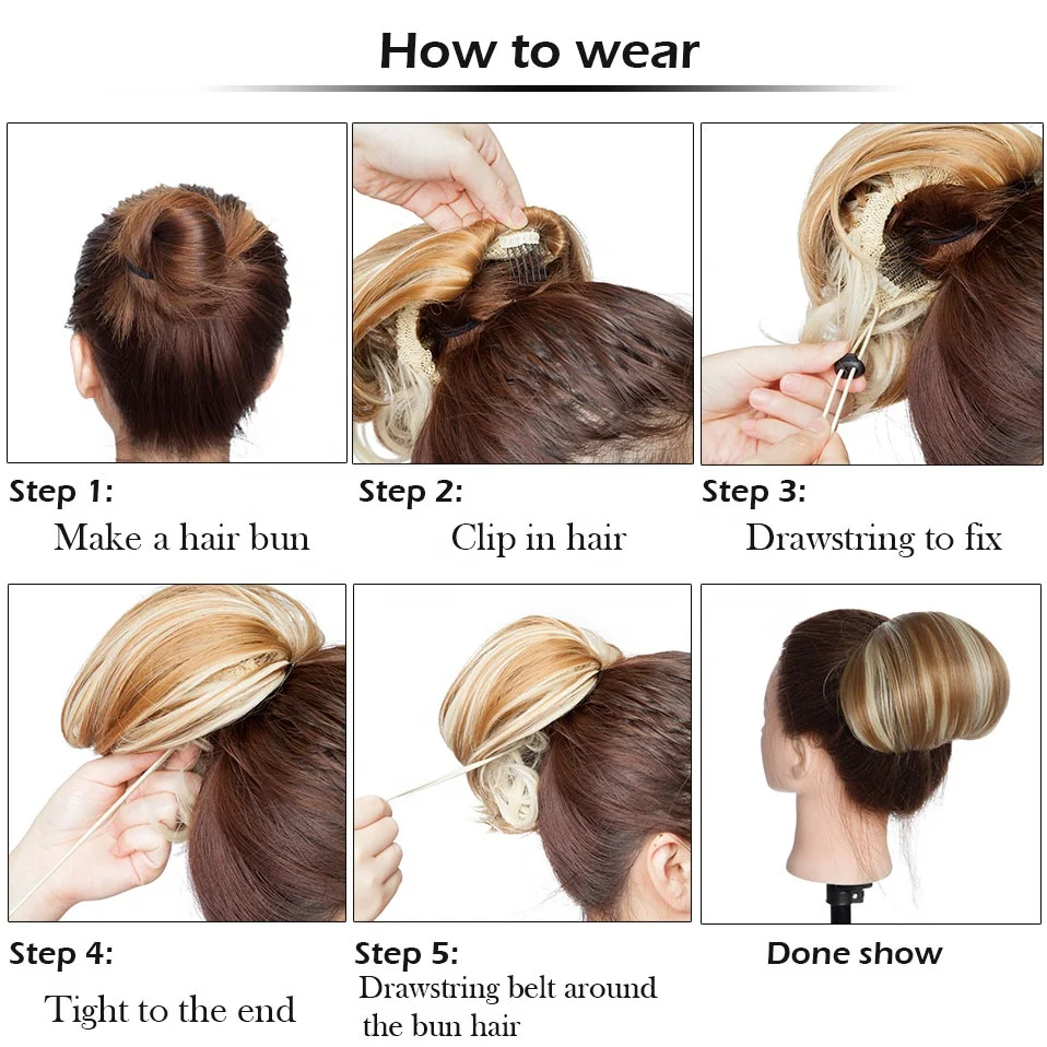 Шиньон Snoilite с зажимом для наращивания волос в стиле Хепберн, прямой шиньон с кулиской, синтетический шиньон с пончиком