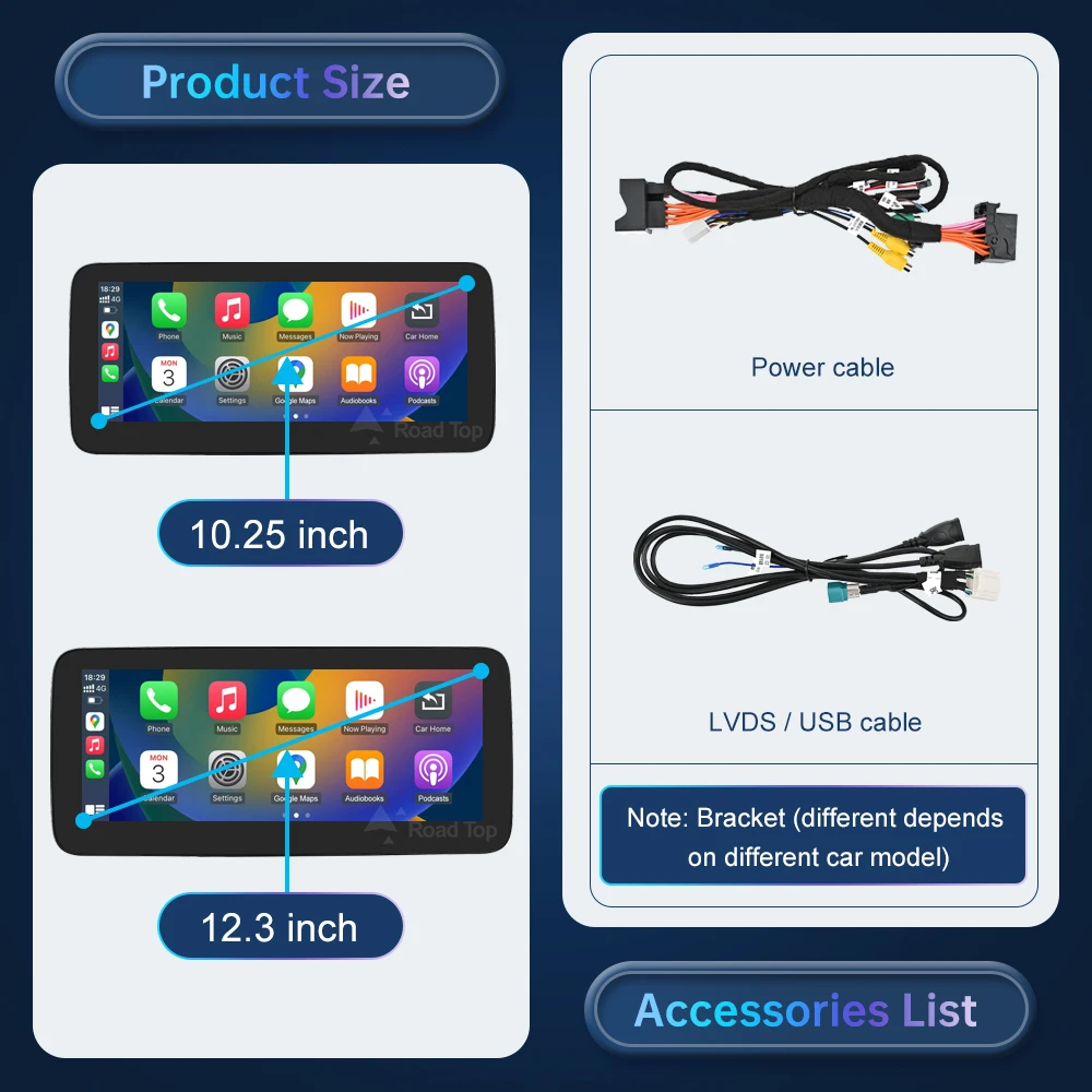 Road Top Wireless CarPlay Android Auto Multimedia Display Screen for Mercedes-Benz A B CLA GLA Class W176 W246 2016-2018 NTG5.0