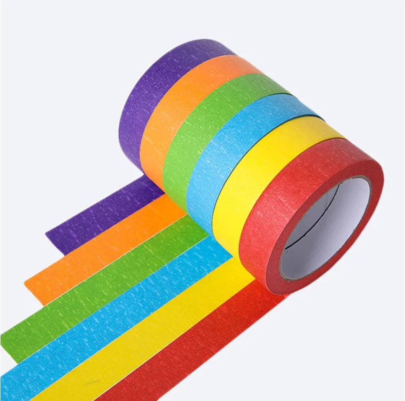 Custom Printed 48mm Colored Automotive PVC Blue Masking Paper Adhesive Tape 2 inch for Car Painting package tape