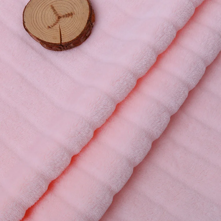 Polyester printed flannel fabric  Striped velvet pajamas home textile embroidered fabric