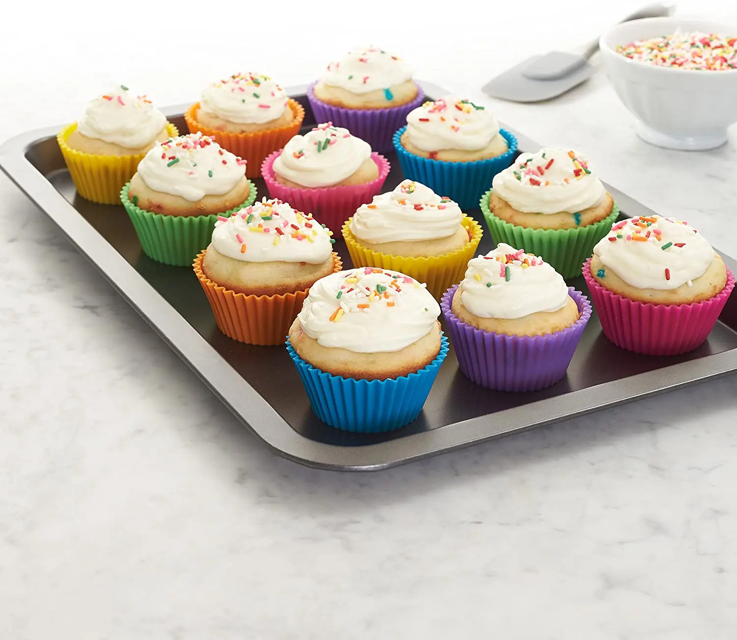  Silicone Baking Cups Reusable Muffin Liners Non-Stick Cup Cake Molds Set Cupcake Liner Standard