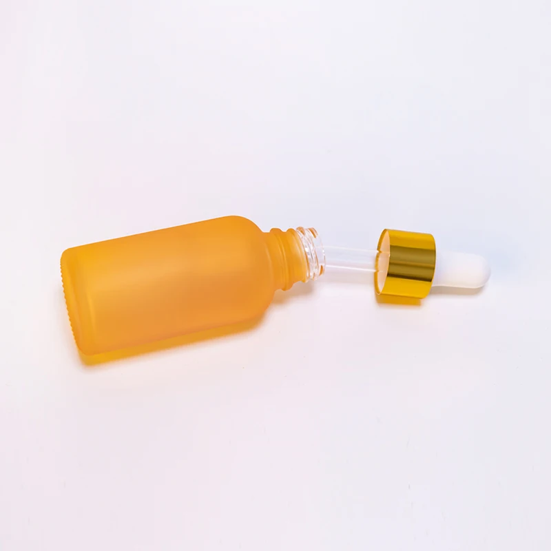 
Skin care massage oil 15ml 20ml 30ml 50ml 100ml frosted clear orange yellow dropper bottle with gold dripper top wholesales 