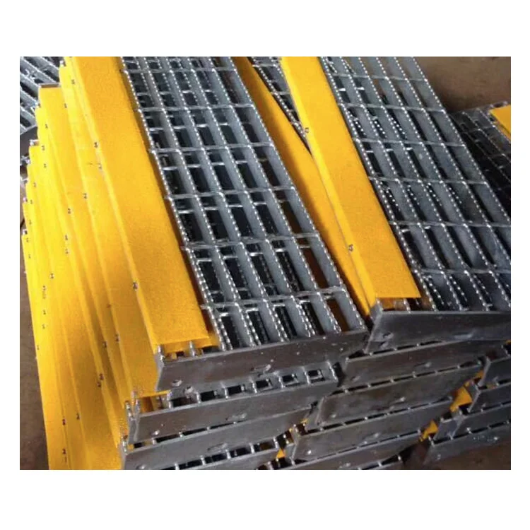 Webforge T6 steel steps for outdoor with yellow abrasive nosing non slip steel+stair+tread