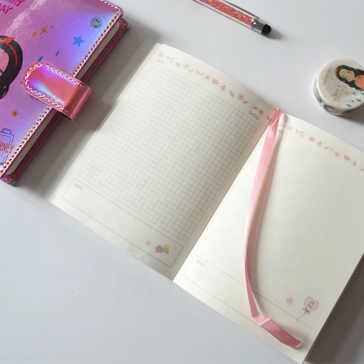  Школьные и офисные принадлежности 2021 kawaii kids pink cute note book Custom с ручкой логотипом блокнотом подарочный