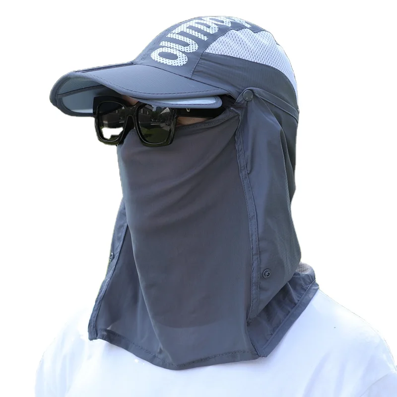 Custom Outdoor Face Cover High Quality Plain For Men Sports Caps UV Sun Protection Face Cap For Men With Neck Flap