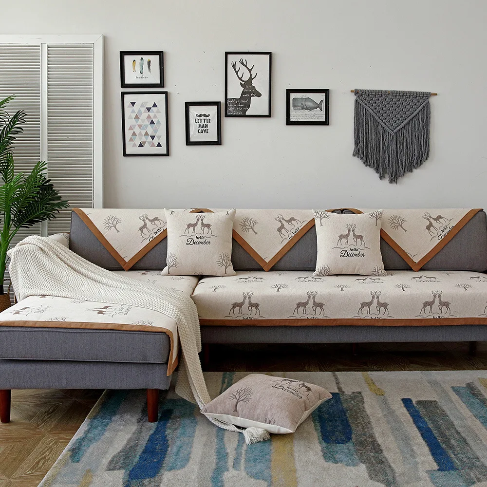 100% Polyester antiskid modern simple Nordic style sofa cushion sofa cover