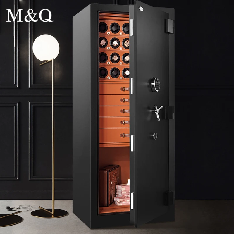 Custom Home use steel fingerprint lock safe watch winder luxury jewelry drawer money security safe box 20 slots