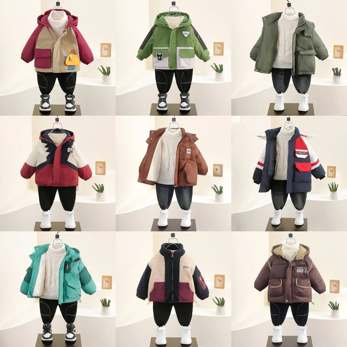 High quality stylish zipper clothes for boys hooded clothes for kids Winter jackets