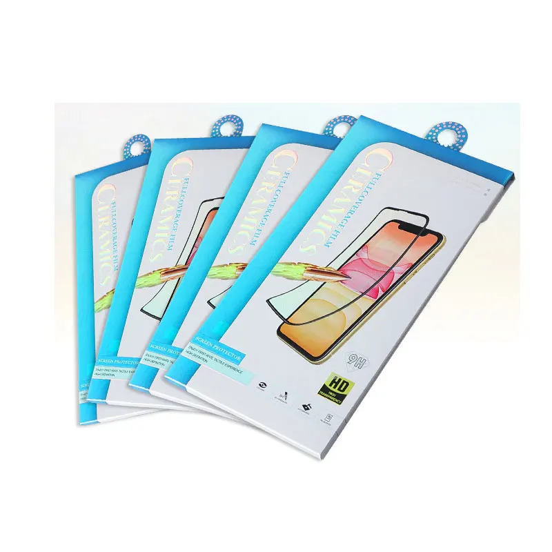 Premium Universal Tempered Glass Screen Protector Packaging Screen Protector Film Paper Box Retail UV Embossing
