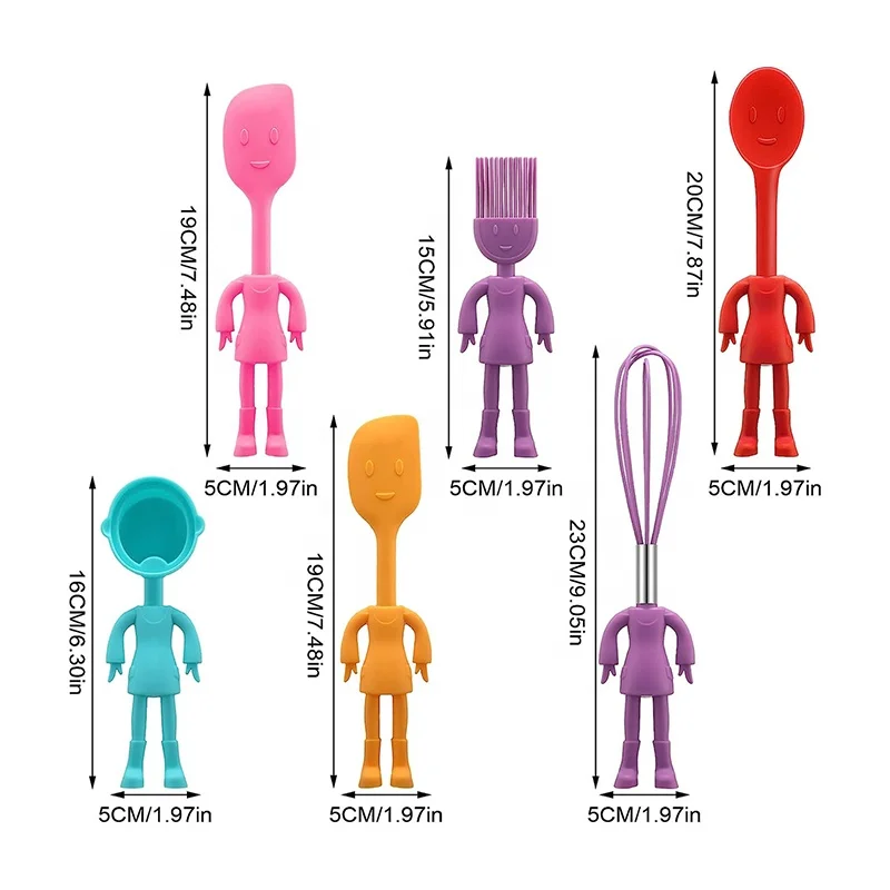 Silicone Baking Tools 5/6 PCS Human Shaped Kids Cute Stand Up Kitchenware Kitchen Gadgets Utensils