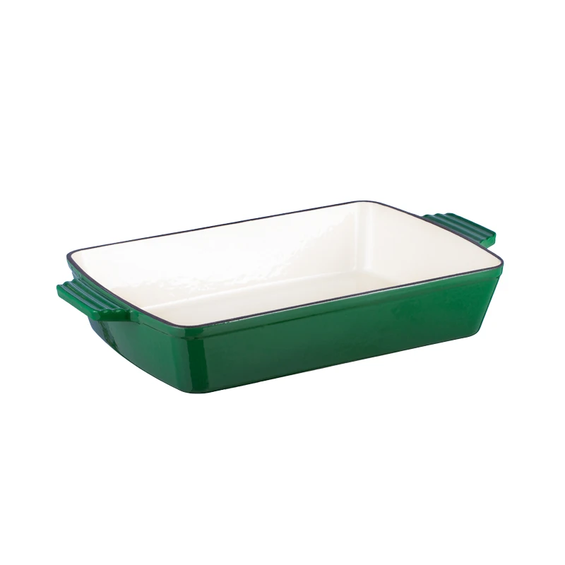 Bright Homeware 8 pcs Cookware Set Cast Iron China OEM Cookware Manufacturer Green Enameled Cast Iron Dutch Oven and Skillet Set