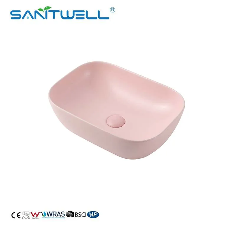 Matt Pink Porcelain Basin Counter Top Basin Bathroom Pink Washbasin