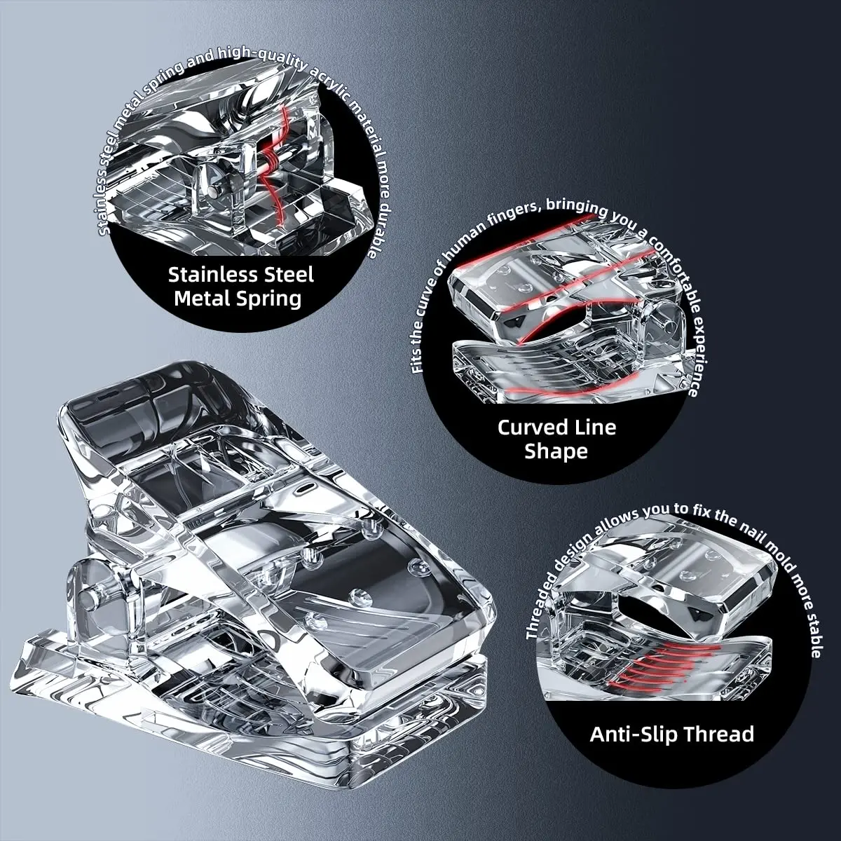 Poly Gel Quick Building Nail Tips Clip Plastic Transparent Finger Extension Builder Finger Extension Clip Nail Tips Clips DIY Ma