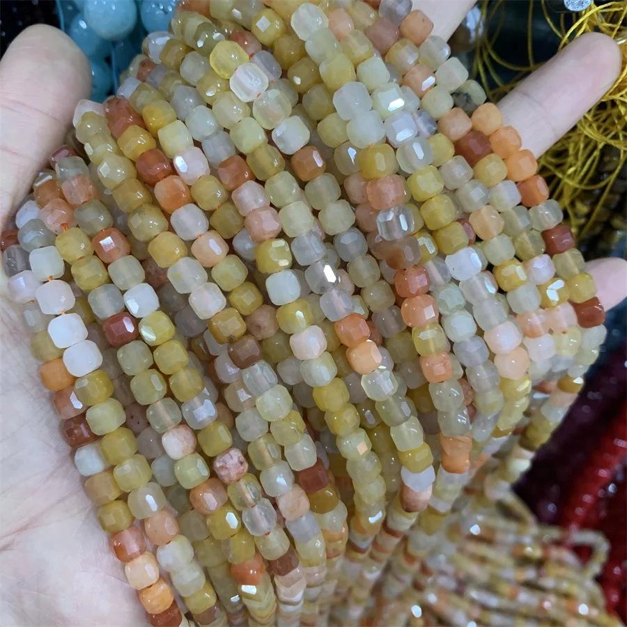 Wholesale 6*6mm faceted Cube  Beads Natural Stone Square Beads Gemstone Loose Square Stone Beads For Jewelry Making