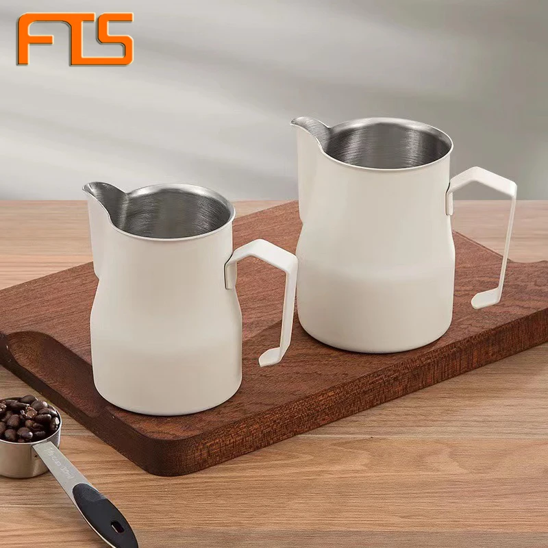 FTS coffee milk pitcher round cheap wholesale milk jug custom sale price steaming competitive price stainless steel milk pitcher