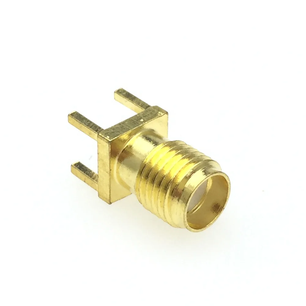 SMA-Female Jack Solder Nut Edge PCB Clip Straight Mount Gold Plated RF Connector Receptacle Solder