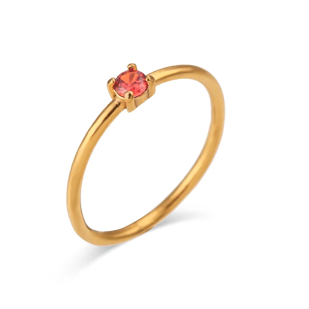 Unisex 18K Gold Trendy Bohemian Style Zircon Ring Stainless Steel Raw Stone Crystal Gemstone Stacked Rings Party CZ fashion