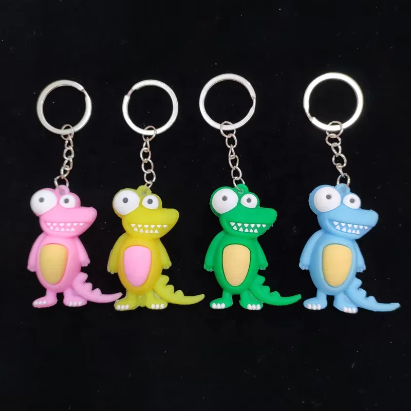 Wholesale PVC Material 4 Colors Cartoon Animal Key Chain Toy For 75mm Vending Capsule